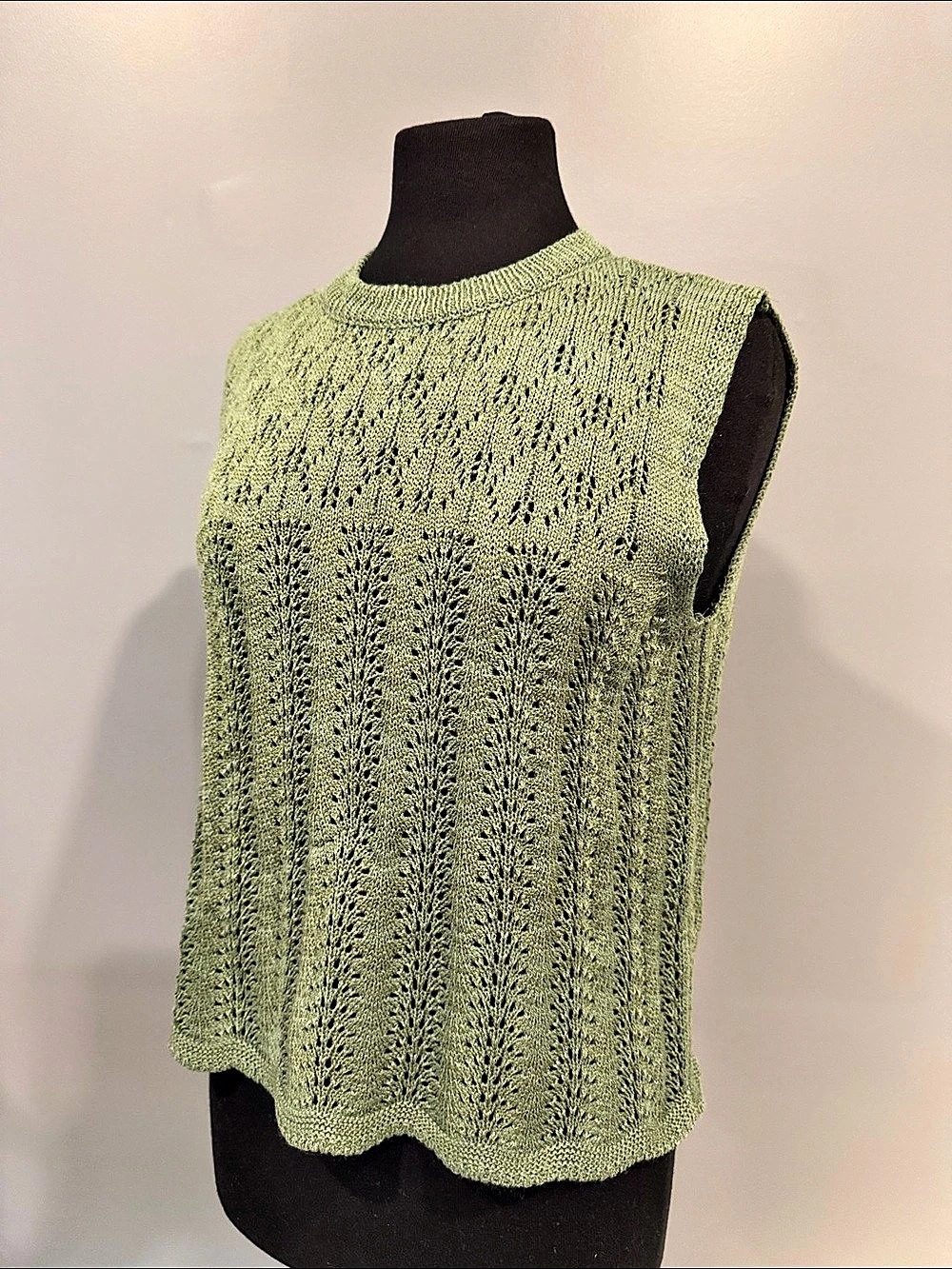 TWIK Sage Green Open Knit Sweater Vest